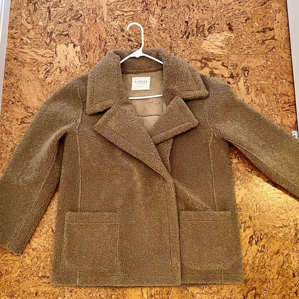 Velvet teddy coat. Never worn-perfect condition